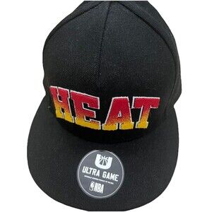 Miami Heat NBA Hat Black Snapback One Size Adj Embroidered Logo Basketball New